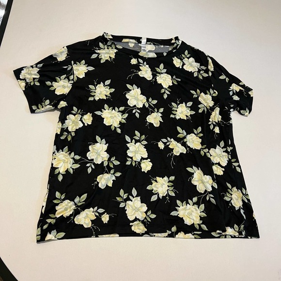 Fn  by Flora Nikrooz Black yellow floral blouse XL - Picture 2 of 7